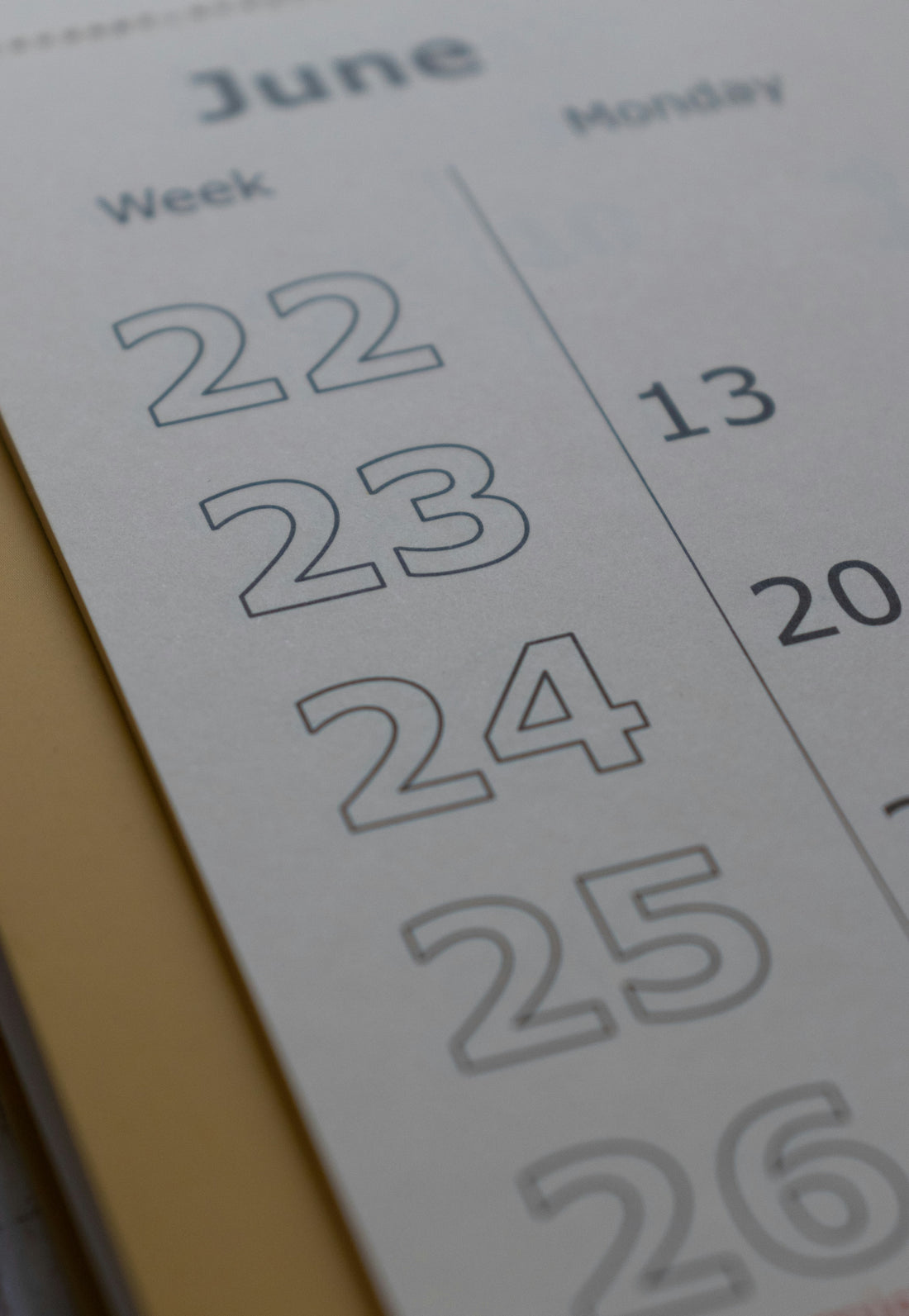 Close-up of a calendar, representing checking expiration dates on first aid supplies