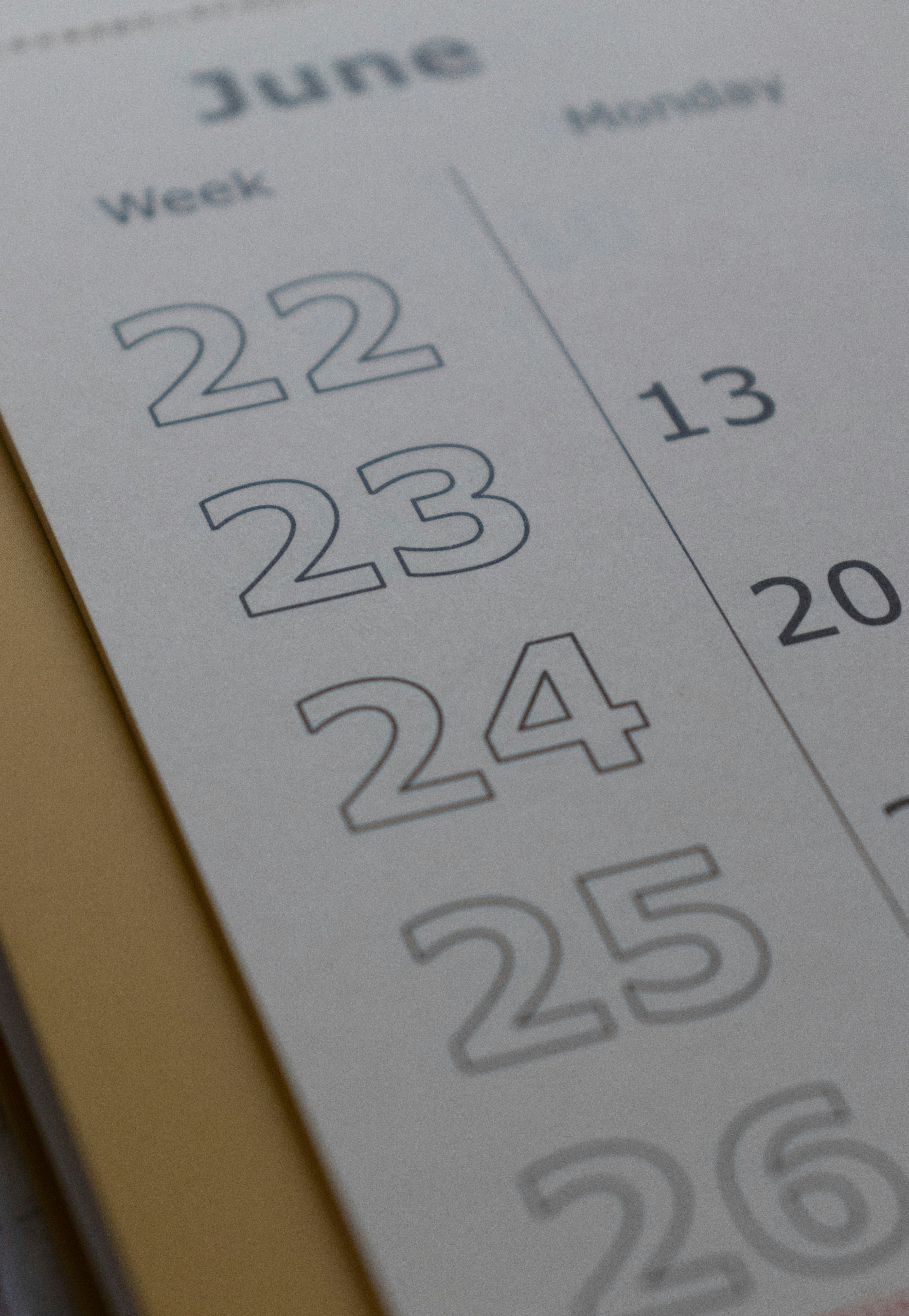 Close-up of a calendar, representing checking expiration dates on first aid supplies